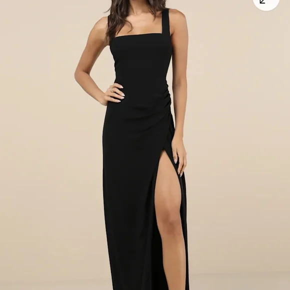 Black Ruched Maxi Dress | Womens | X-Large (Available in S, M, L) | 100% Polyester | Lulus | Prom